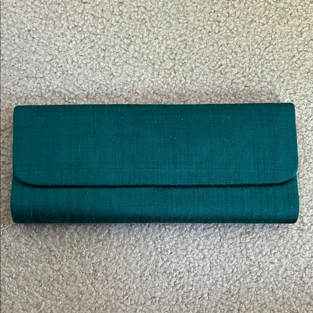 Elegant Teal Fold-Over Evening Clutch